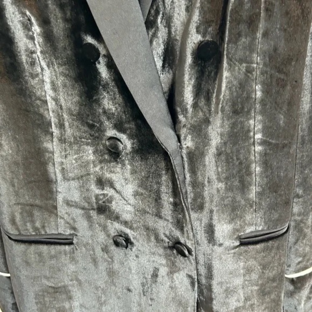 Grey Velvet Ladies Smoking Jacket/Dress - Picture 9 of 12